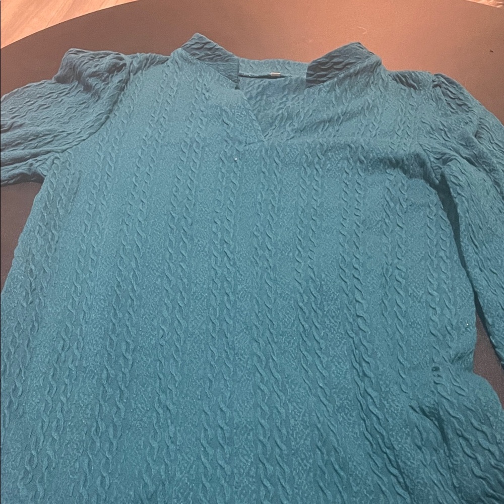 Source Unknown Teal Textured Blouse